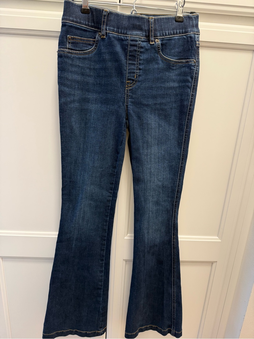 Women's Dark Blue Flare Jeans - Stretch Wide Leg